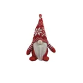 Festliche rot-weiße gestrickte Weihnachts-Wichtelpuppe als sitzende Dekoration - Stil A