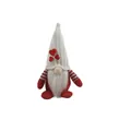 Handgefertigte rot-weiße Weihnachtswichtel-Plüschpuppe mit einer gestrickten Herzmütze - Stil B