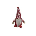 Rote gestrickte Weihnachtsgnom-Puppe mit Rentier-Mütze und langem weißem Bart - Stil C