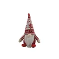 Rot-weiße gestrickte Weihnachtszwerg-Puppe mit HO HO Hut und einem langen weißen Bart. - Stil D