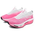 Pink and white professional marathon running shoes with carbon plate and soft sole - 33 / Cherry Blossom