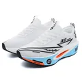Professional white marathon running shoes with blue and orange accents and soft sole - 33 / Standard White