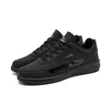 All-black men's casual sports sneakers with synthetic leather upper and glossy accents. - 38 / 8001 All Black