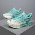 Professional teal marathon running shoes variant with vibrant orange paint splatter effects - 35 / Glacier Moon