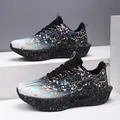 Chaussures de course marathon professionnelles avec plaque de carbone et taches colorées - 35 / Noir