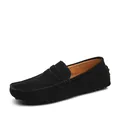 Classic black suede loafers for men with cowhide leather and casual driver shoe design - 38 / Black (2088)