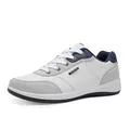Casual men's sports walking shoes with non-slip soft soles in white and navy blue - 40 / Grayish White