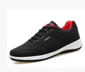 Black men's casual walking shoes with red lining and slip-resistant white soft sole - 40 / Black