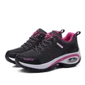 Bequeme schwarz-pinke Damen-Sneaker mit klobiger Plateausohle und Luftpolster-Dämpfung - 38 / Luftkissen Athletischer Stil (h103) / Schwarz