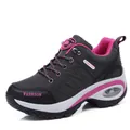 Modische Damen Keilsneaker in Schwarz und Rosa mit Luftpolstersohle und fester Schnürung - 38 / Luftkissen Athletischer Stil (h103) / Dunkelgrau