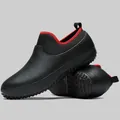 Black waterproof non-slip work shoes with red trim, ideal for chefs and car washing - 38 / All Black with Red Lining