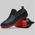 Chaussures de cuisine professionnelles noires imperméables antidérapantes semelle rouge - 38 / Noir et Rouge avec Doublure Noire