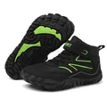 Chaussures de randonnée mi-hautes pour enfants noir et vert fluo avec semelle crantée - 28 / Vert Foncé