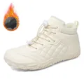 Bequeme beige Winter-Outdoor-Schneestiefel mit warmem Fleecefutter und elastischen Schnürsenkeln - 36 / Nikolausstiefel / Beige