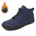Stivali da neve invernali blu navy con fodera in pile calda e lacci a cursore - Blu scuro