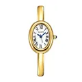 Elegant gold oval bangle watch for women featuring a classic Roman numeral white dial - Gold Case White Dial