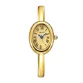 Elegant gold oval bangle watch featuring a Roman numeral dial for women style luxury - Gold Case Gold Dial