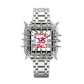 Vintage punk style square thorn quartz watch with Time is Money dial and metal strap - TIME IS MONEY Graffiti Style / Silver