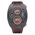 Reloj de cuarzo punk para hombre con brújula y correa de cuero de cocodrilo marrón - Esfera Marrón Correa Marrón