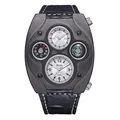 Reloj de cuarzo para hombre estilo punk con diales de brújula y termómetro para exterior - Esfera Blanca Correa Negra
