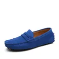 Comfortable men's blue suede casual loafers with classic pebble sole and slip-on design - 38 / Royal Blue (2088)