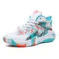 Stijlvolle heren basketbalschoenen met levendig wit, turquoise en oranje sportief ontwerp - 36 / Munt Groen