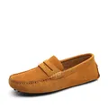 Mocasines casuales para hombre en gamuza amarillo mostaza, zapatos de conducción - 38 / Marrón Claro (2088)
