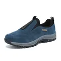 Scarpe da passeggio blu da uomo slip-on con suola robusta e pelle scamosciata - 36 / Blu scuro