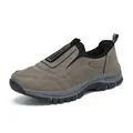 Bequeme Herren Slipper Outdoor Wanderschuhe in Khakibraun mit robuster Gummisohle - Hellbeige