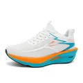 Breathable white marathon running shoes with teal and orange carbon plate sole - 36 / White Orange