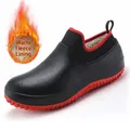 Chaussures de travail de cuisine imperméables avec doublure en polaire chaude et semelle rouge - 35 / Coton Noir Et Rouge