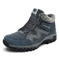 Durable men's winter warm outdoor boot with faux fur lining and anti-slip thick rubber sole - 36 / Dark Blue