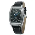 WINNER men's stylish tonneau-shaped automatic mechanical watch with black leather strap - Black