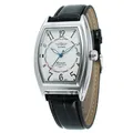 Detailed view of Winner men's tonneau automatic mechanical watch with leather strap - White