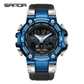 Robust SAMDA men's sport watch in blue and black with waterproof digital-analog display - Black Blue