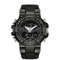 SAMDA multifunctional black sports watch with dual display, luminous dial, and 50M waterproof - All Black