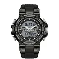 SANDA Men's Multi-functional Waterproof Sports Watch with LED Luminous Display - Black and White