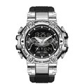 SAMDA rugged men's analog-digital multifunctional sports watch with silver metal case - Black Silver