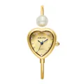 Elegante reloj brazalete SUNLIFEX con forma de corazón dorado, perla y esfera de cristal - Estilo Perla Corazón / Oro Oro