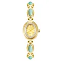 Montre bracelet vintage dorée pour femme avec incrustations élégantes de pierres turquoises. - Vert Menthe Avec Cadran Doré Et Cadre Doré