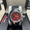 Futuristic MILER Y2K irregular twisted silver quartz watch featuring a bold red dial - MILER Style / Miler Red