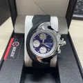 Distorted silver Y2K quartz watch featuring blue dial and black rubber strap for men - MILER Style / Miler Blue
