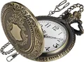 Vintage bronze quartz pocket watch featuring an elegant pastoral hollow design and chain - Waist Chain / Bronze Arabic Dial