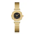 Montre vintage dorée pour femme en forme de fleur avec cadran noir et bracelet - QT780 Gold Black (Flower Shape)