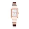 Élégante montre rectangulaire en or rose pour femme avec bracelet métal vintage - QT711 Or Rose Blanc (Rectangulaire)