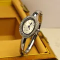 Elegante orologio a bracciale SUNLIFEX per donna con lunetta ovale e strass lucidi - Stile Ghiera con Strass Ovale / Stile Argento Bianco con Strass