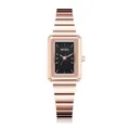 Montre rectangulaire élégante en or rose pour femme avec cadran noir et bracelet - QT711 Or Rose Noir (Rectangulaire)