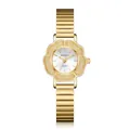 Élégante montre à quartz vintage pour femme avec boîtier fleur dorée et bracelet métal - QT780 Gold White (Flower Shape)