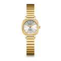 Montre vintage pour femme en or avec lunette cannelée et mouvement à quartz élégant. - QT706 Gold White (Round Fluted)