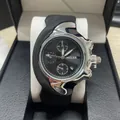 Unique Y2K distorted silver quartz wristwatch with black dial and strap in premium gift box - MILER Style / Miler Black